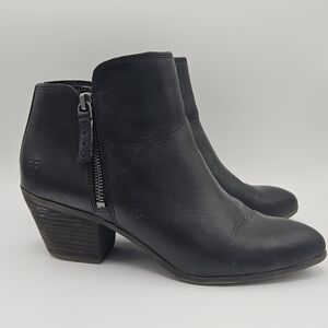 Frye Judith Double Zip black leather ankle boots size 8.5
